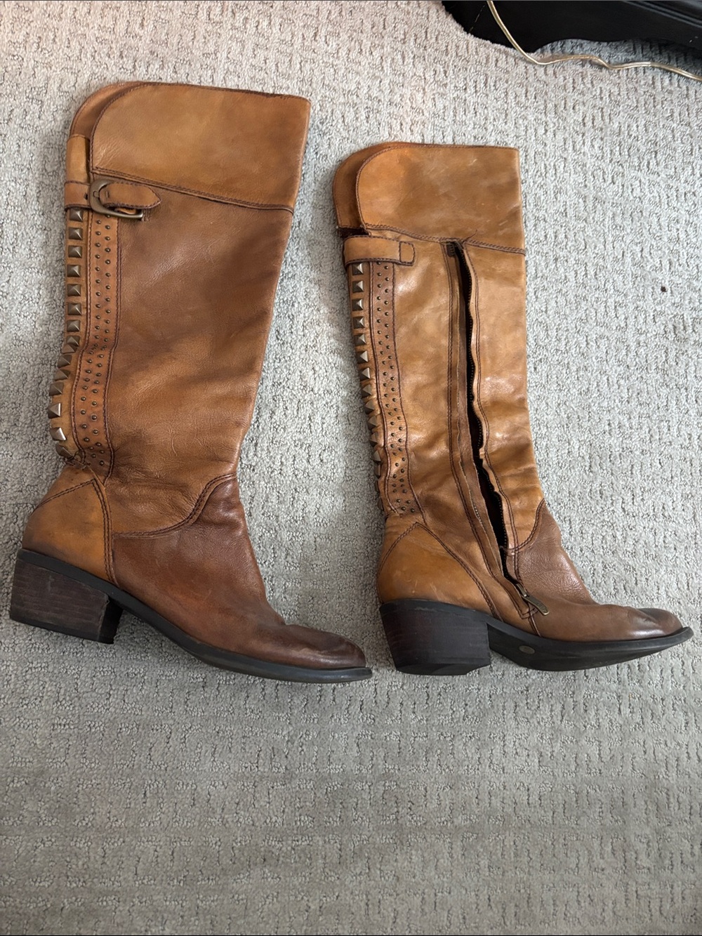 Vince Camino Women's Tall Studded Leather Riding Boots - Tan 8.5 - Picture 2 of 5